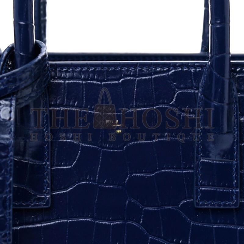 Y51 BLUE CROC EMBOSSED LEATHER NANO CLASSIC SAC DE JOUR TOTE 392035DND1N4150 (22*18*10.5cm) Master Quality